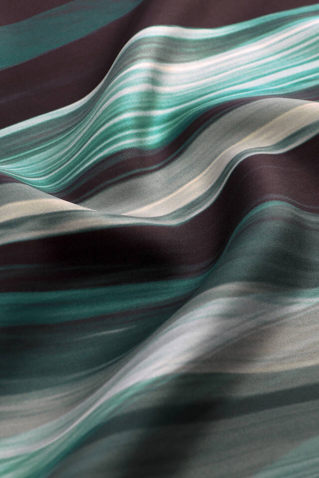 Petrol Green Breeze Pattern Twill Silk Square Scarf - 3