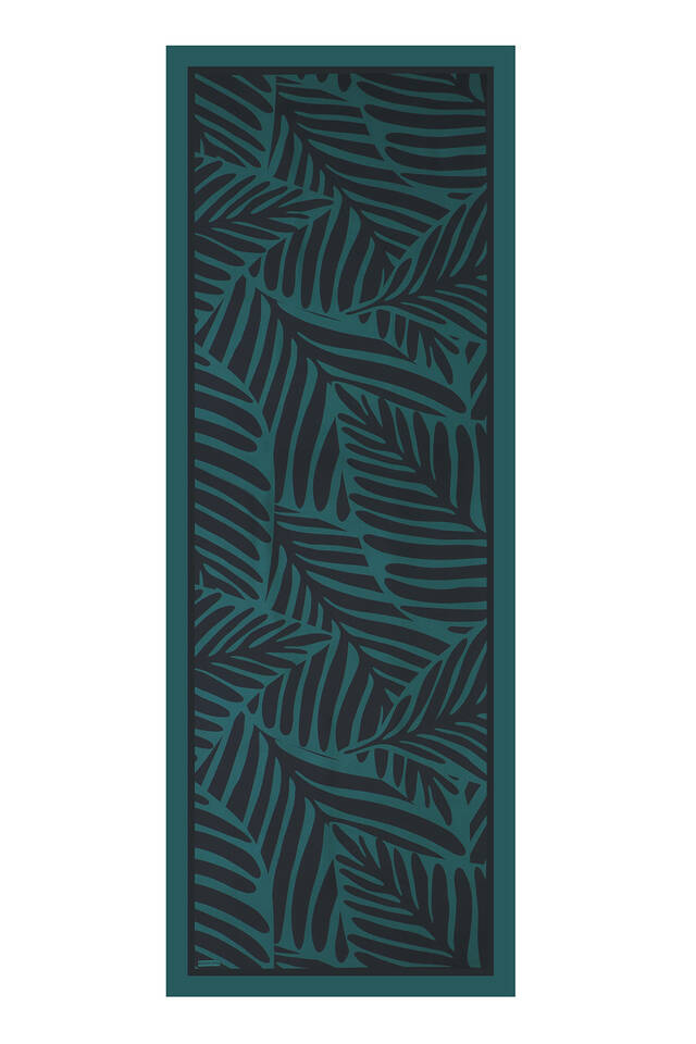 Petrol Green Crop Pattern Twill Silk Scarf - 4