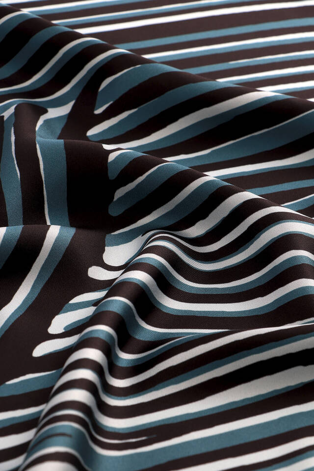 Petrol Green Illusion Pattern Twill Silk Square Scarf - 2