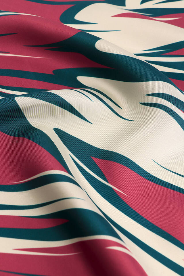 Petrol Green Nilsu Pattern Twill Silk Square Scarf - 3