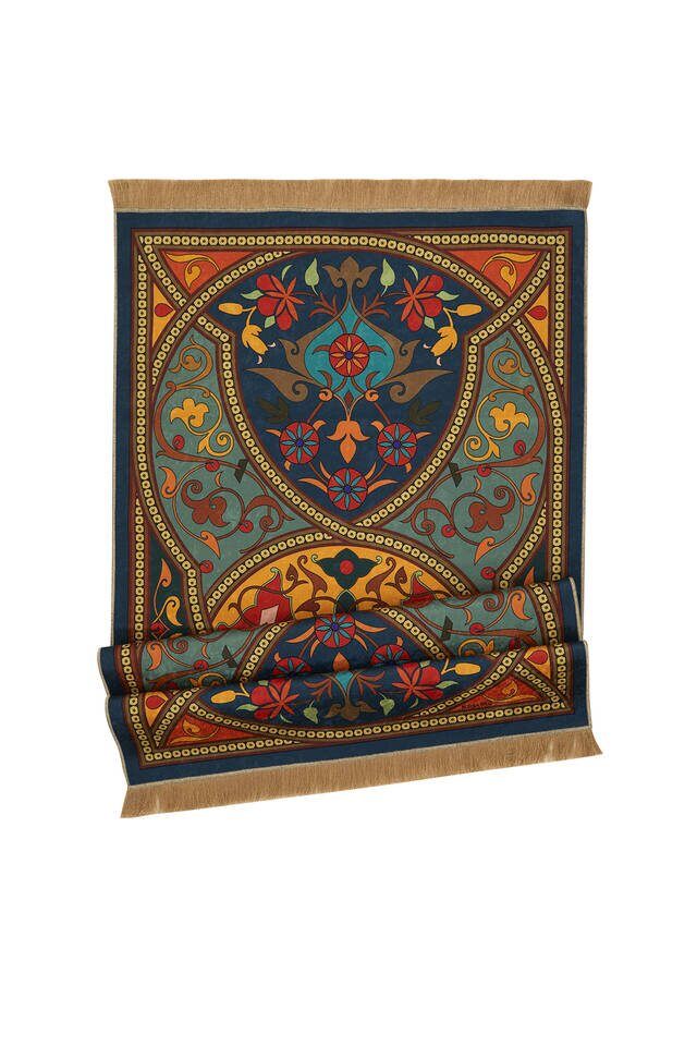 Petrol Green Velvet Carpet Prayer Rug - 4