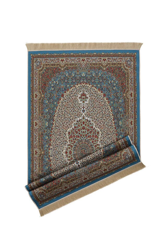Petrol Green Velvet Carpet Prayer Rug - 4