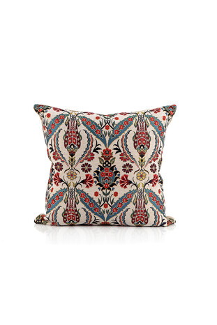 Petrol Yeşil Lale Desen Goblen Kırlent 