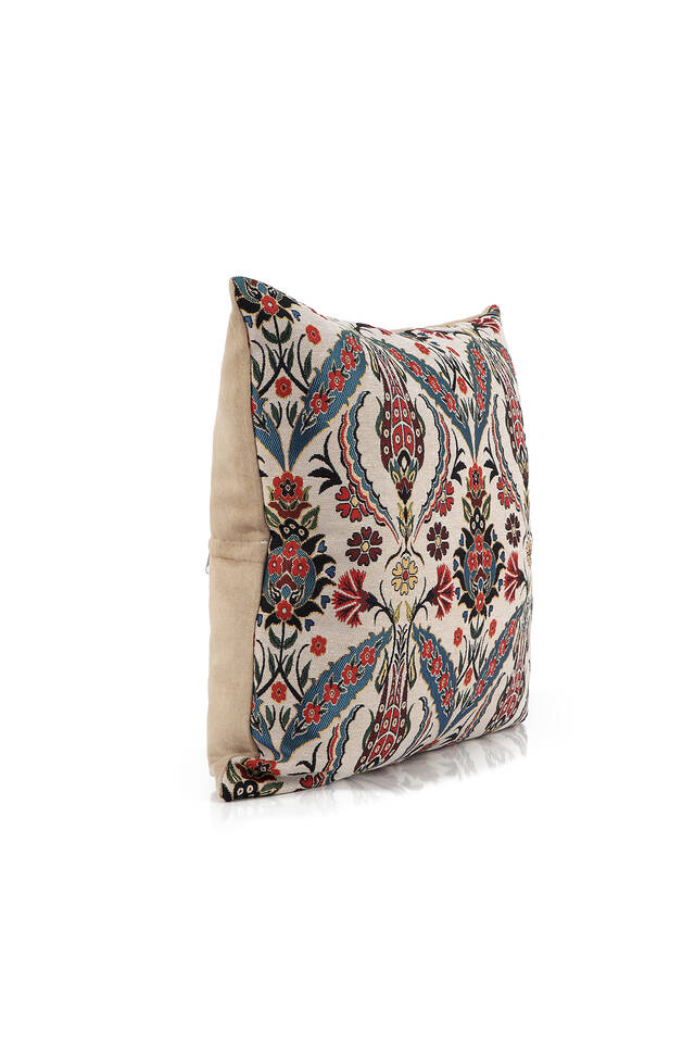 Petrol Yeşil Lale Desen Goblen Kırlent - 2