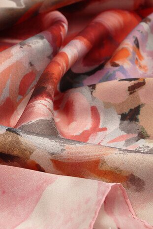 Pink Pastel Pattern Sura Silk Scarf - Thumbnail