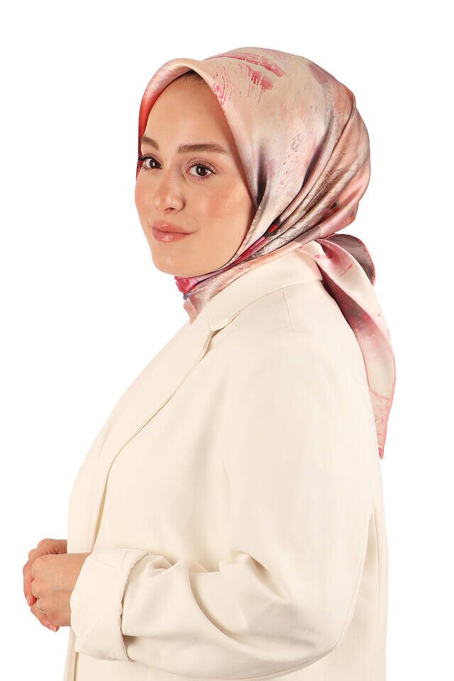 Pink Pastel Pattern Sura Silk Scarf - 2