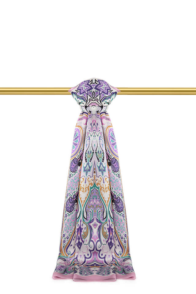 Pink Sahara Pattern Sura Silk Scarf 