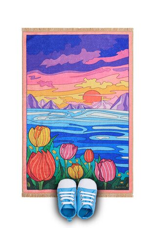 Pink Sunset Velvet Children's Prayer Rug 
