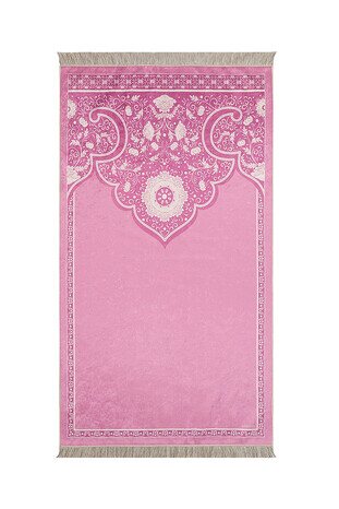 Pink Velvet Carpet Prayer Rug - Thumbnail