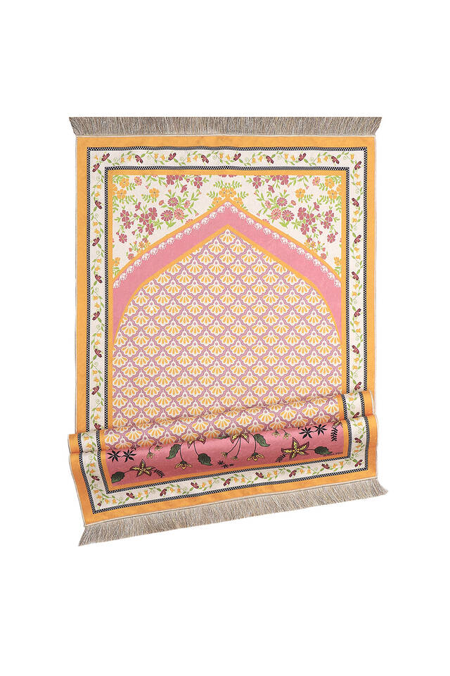Pink Velvet Carpet Prayer Rug - 4