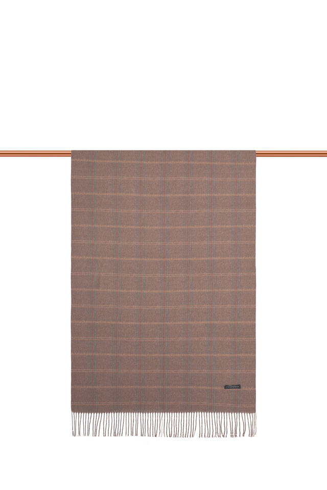 Chestnut Plaid Pattern Winter Shawl - 2