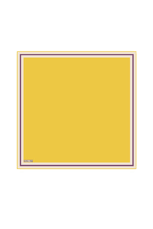 Plain Silk Pocket Square with Mustard Border - Thumbnail