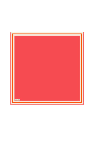 Plain Silk Pocket Square with Pomegranate Flower Border - Thumbnail