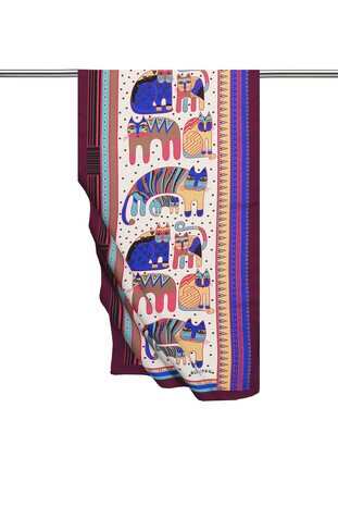 Plum Mint Patterned Silky Foulard 