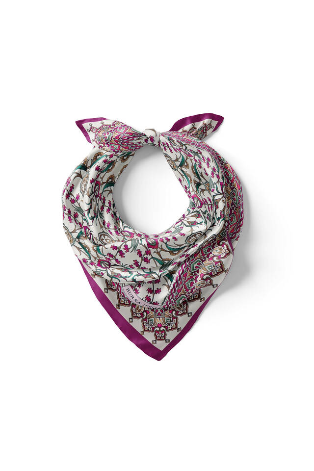 Plum Tile Tulip Pattern Silky Pocket Square - 2