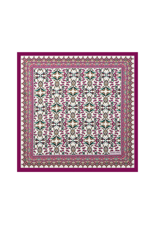 Plum Tile Tulip Pattern Silky Pocket Square 