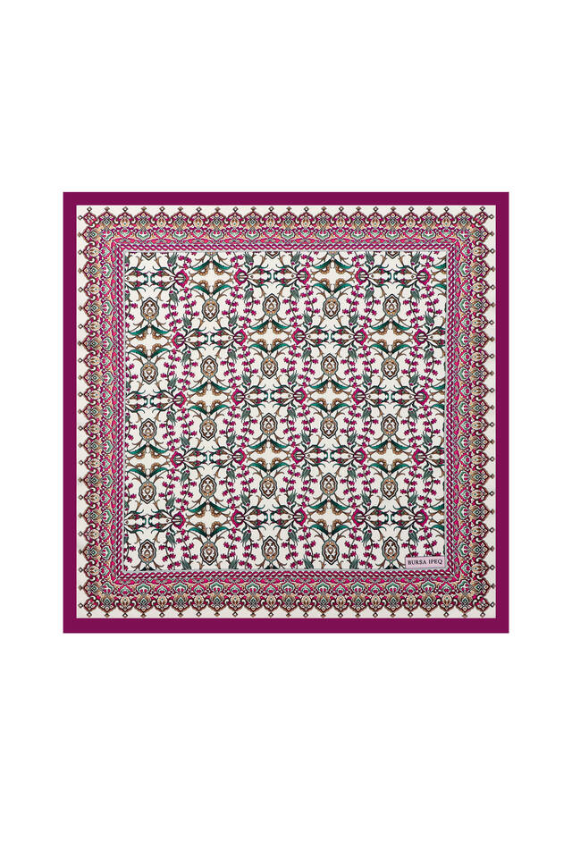 Plum Tile Tulip Pattern Silky Pocket Square 