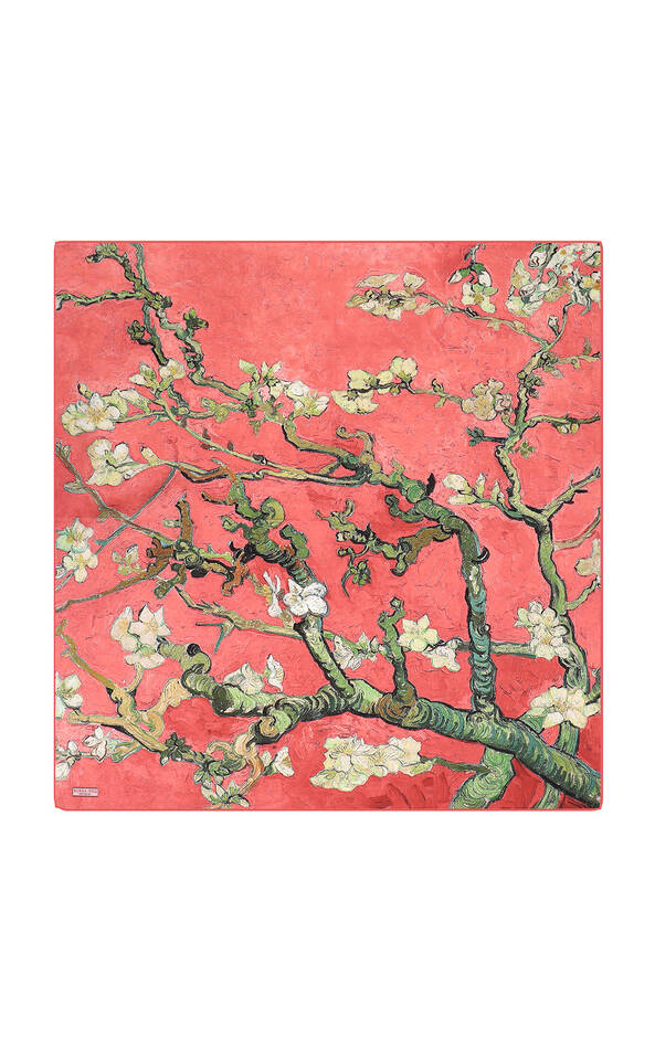 Pomegranate Almond Blossom Sura Silk Square Scarf 