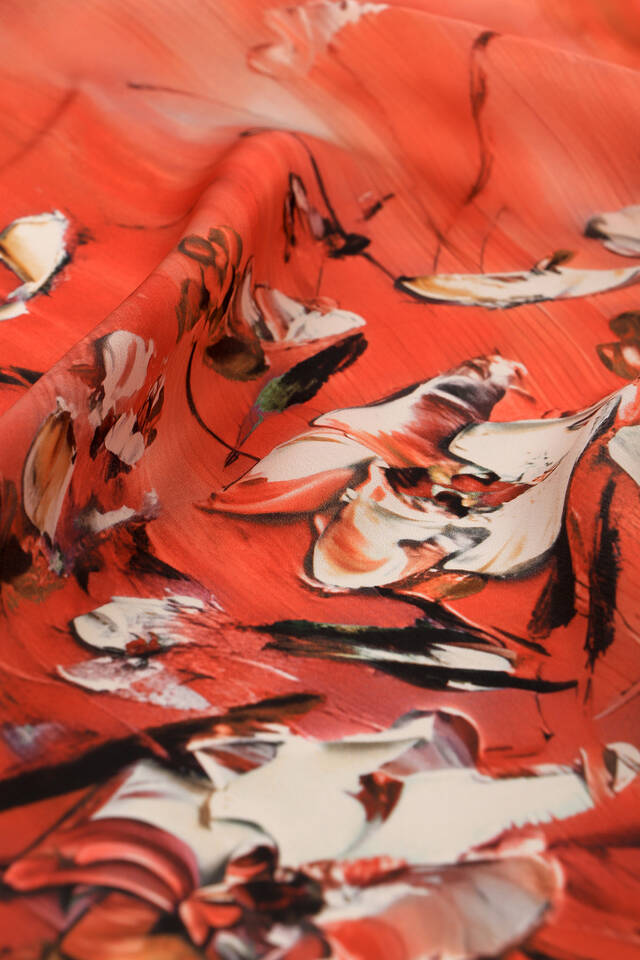 Pomegranate Flower Anemone Pattern Silk Pocket Square - 3