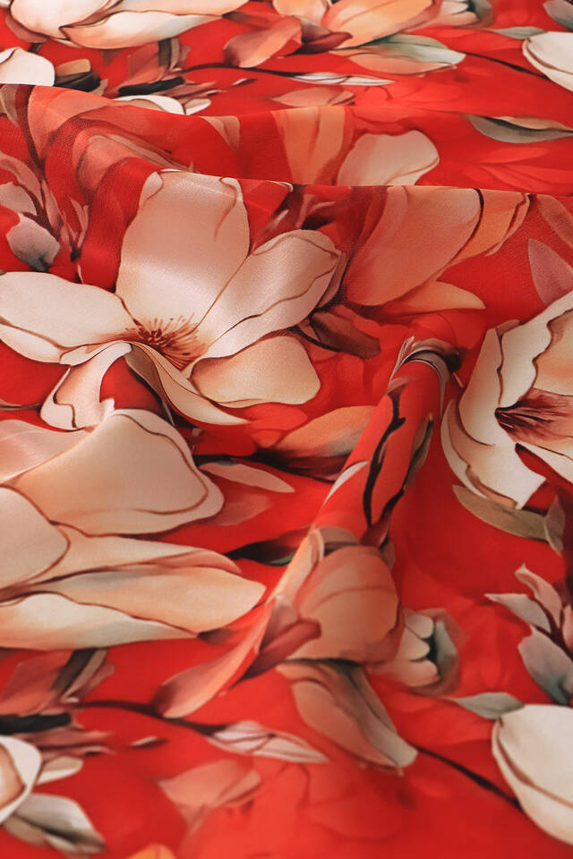 Pomegranate Flower Narcissus Pattern Silk Pocket Square - 3