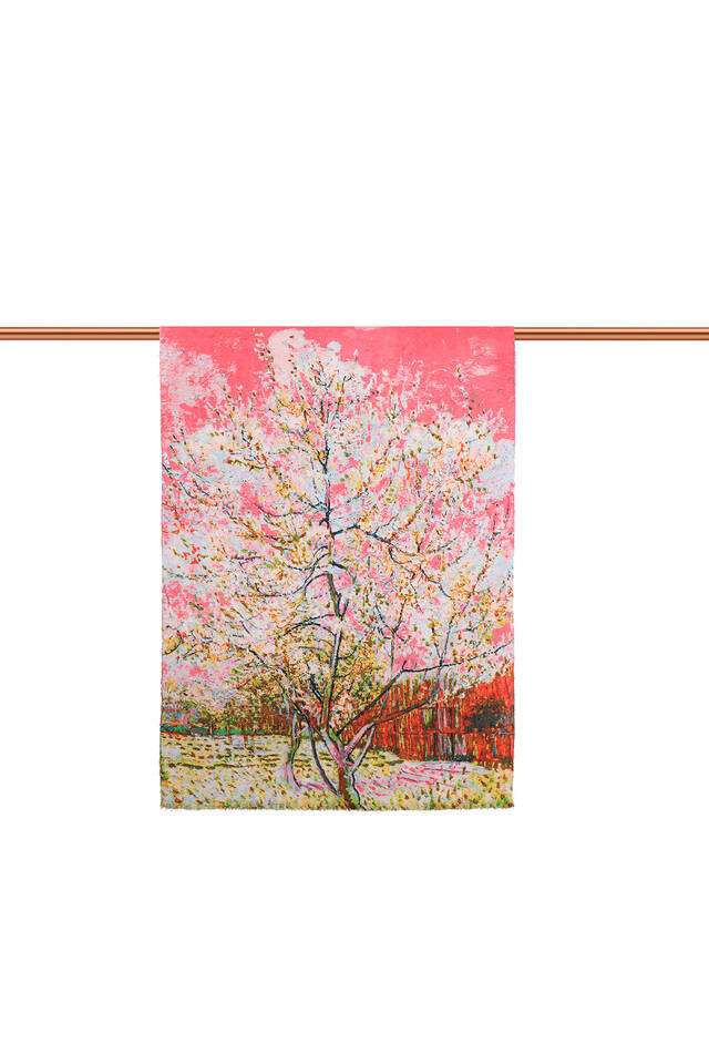 Pomegranate Flower Peach Tree Pattern Winter Shawl - 3