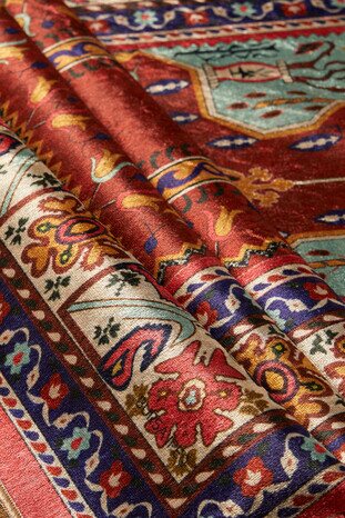 Pomegranate Flower Velvet Carpet Prayer Rug - Thumbnail