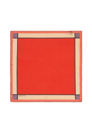 Pomegranate Flower Wide Border Plain Silk Pocket Square 