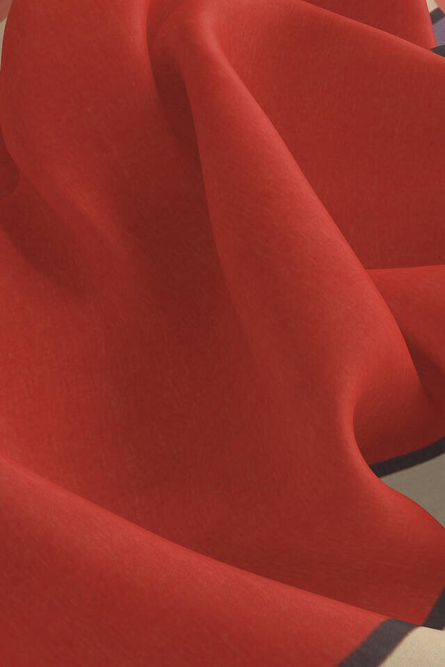 Pomegranate Flower Wide Border Plain Silk Pocket Square - 3