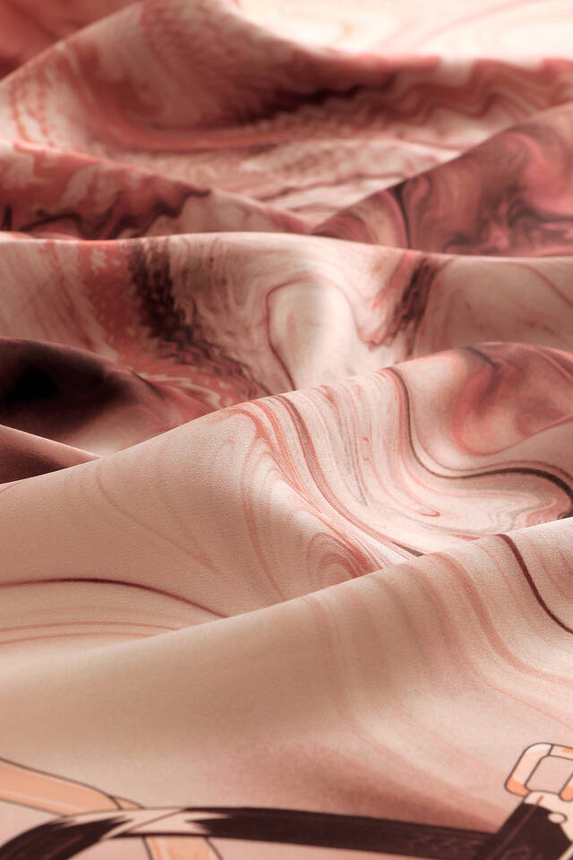 Powder Belt Pattern Sura Silk Square Scarf - 3