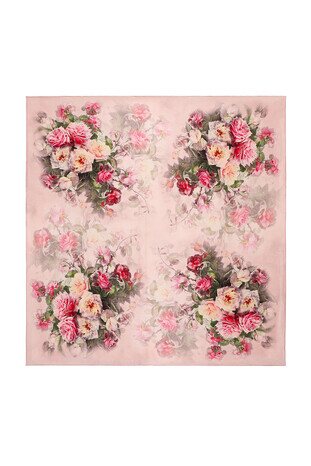 Powder Floral Silk Square Scarf - Thumbnail