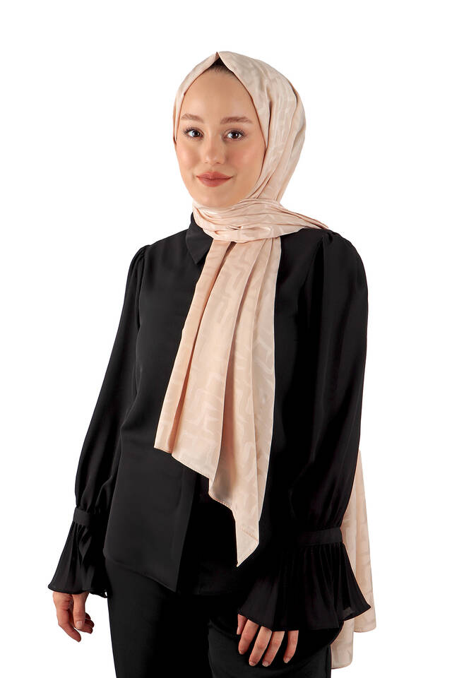 Powder Labyrinth Pattern Jacquard Scarf - 2