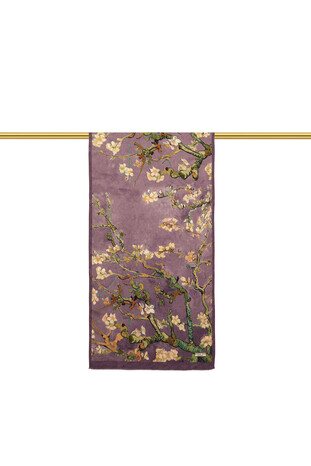 Purple Almond Blossom Silk Foulard - Thumbnail