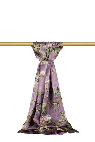Purple Almond Blossom Silk Scarf 