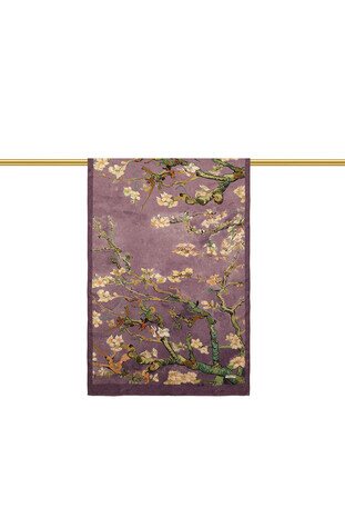 Purple Almond Blossom Silk Scarf - Thumbnail
