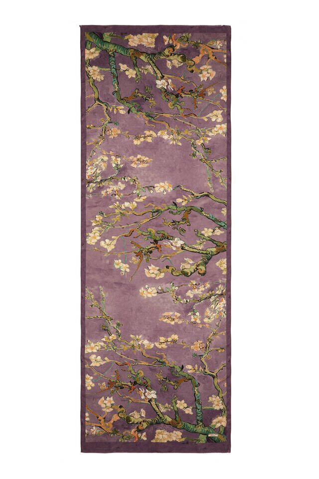 Purple Almond Blossom Silk Scarf - 4