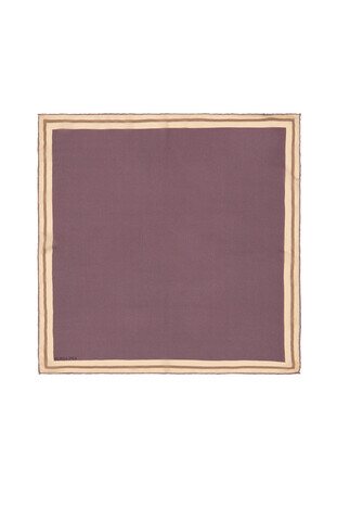 Purple Bordered Plain Silk Pocket Square - Thumbnail