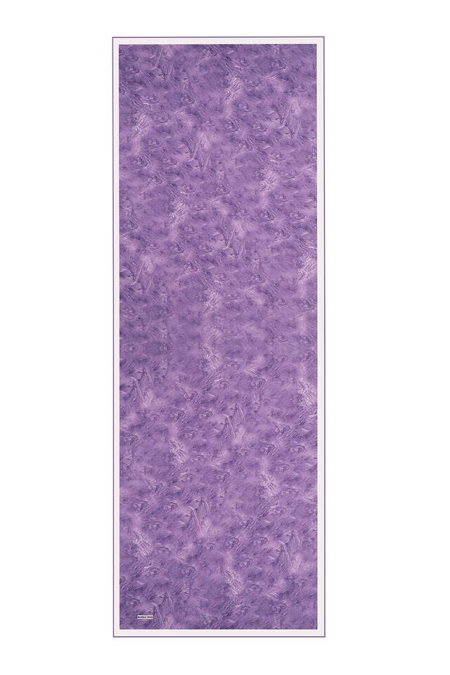 Purple Brush Pattern Silk Scarf - 4