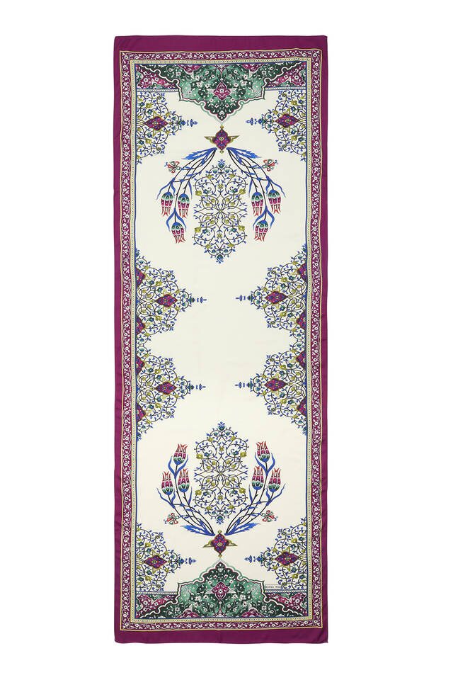 Purple Candlestick Pattern Wide Silky Foulard - 4