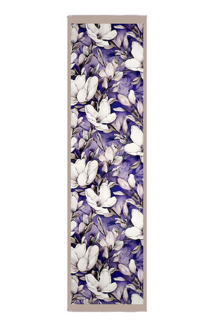 Purple Daffodil Pattern Silk Foulard - Thumbnail