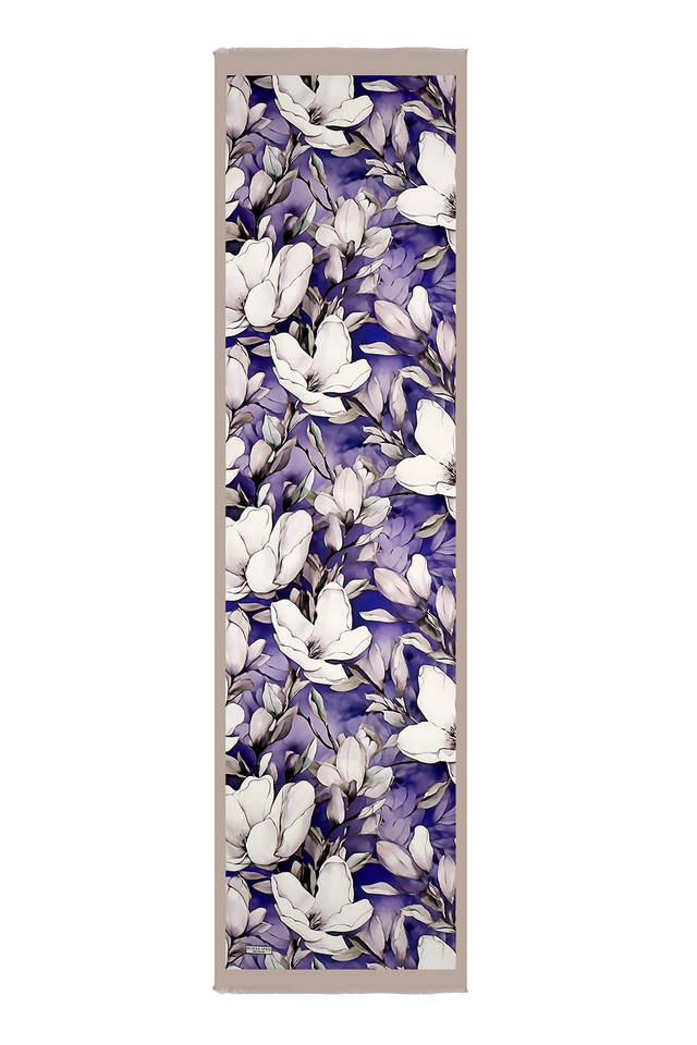 Purple Daffodil Pattern Silk Foulard - 5