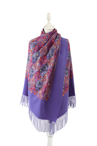 Purple Embroidered Winter Shawl 