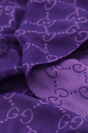 Purple G Pattern Embossed Scarf - Thumbnail