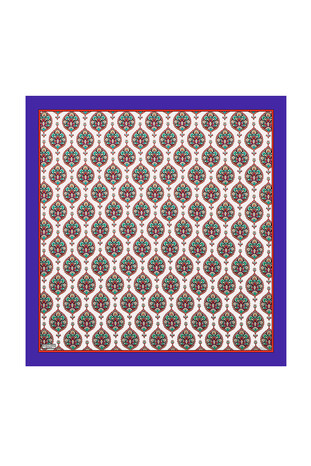 Purple Hatai Pattern Silk Square Scarf 