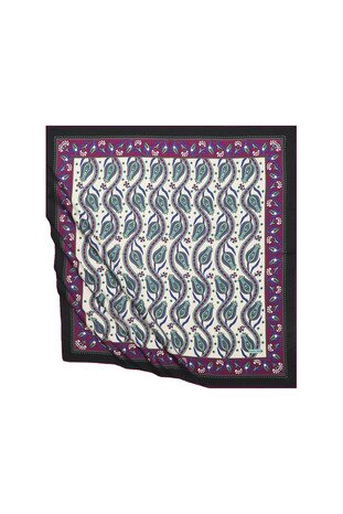 Purple Ivy Tulip Pattern Silky Square Scarf - Thumbnail