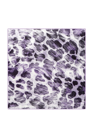 Purple Leopard Pattern Soft Square Scarf - Thumbnail