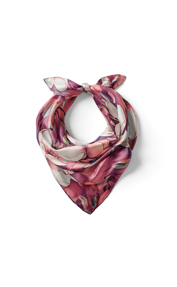 Purple Narcissus Pattern Silk Pocket Square - 2