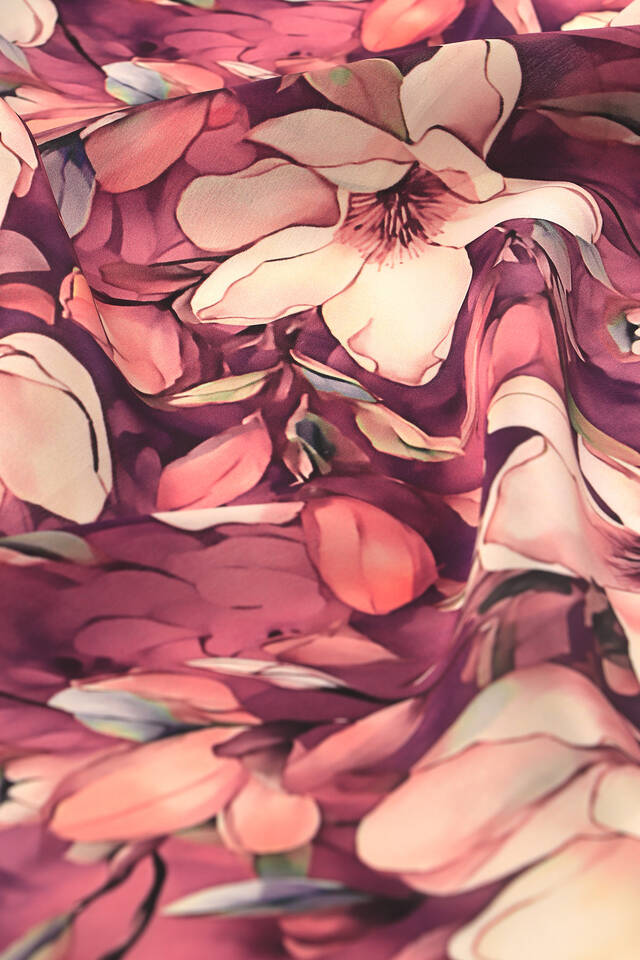 Purple Narcissus Pattern Silk Pocket Square - 3