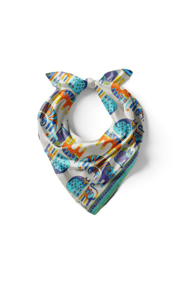 Purple Orange Patterned Silky Pocket Square - 2