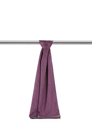 Purple Patterned Silky Scarf - Thumbnail