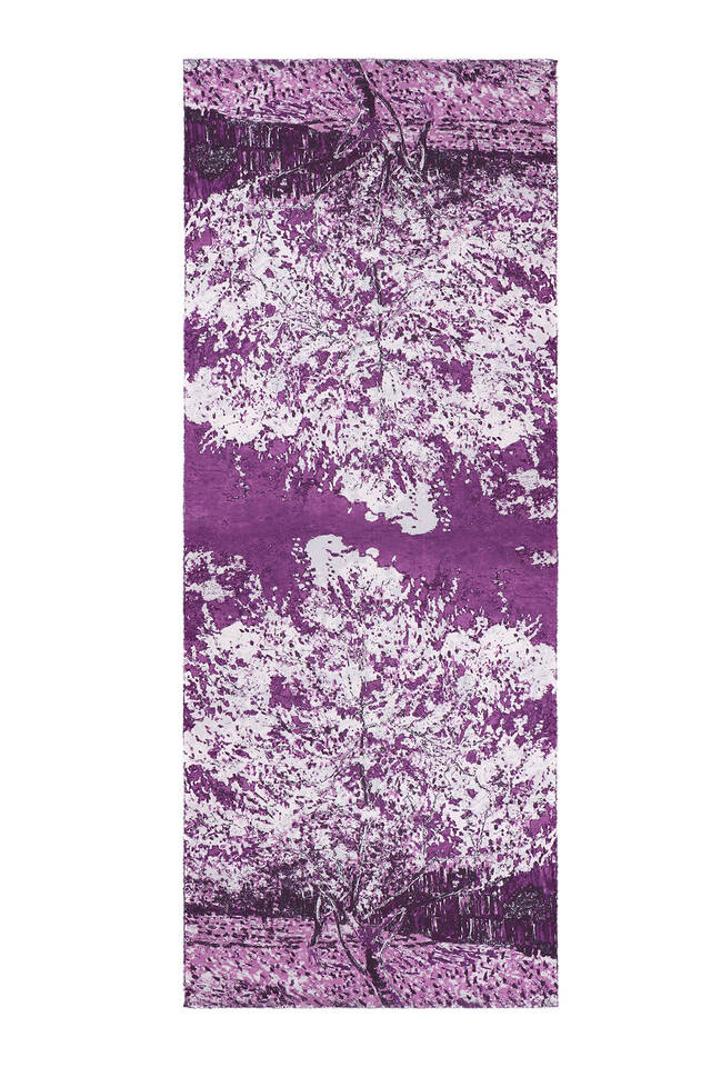 Purple Peach Tree Pattern Winter Shawl - 4